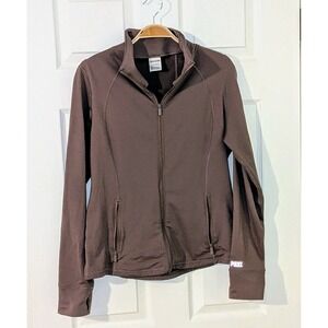 PINK Active Full Zip Jacket Athletic Running Workout‎ Brown Thumb Holes L